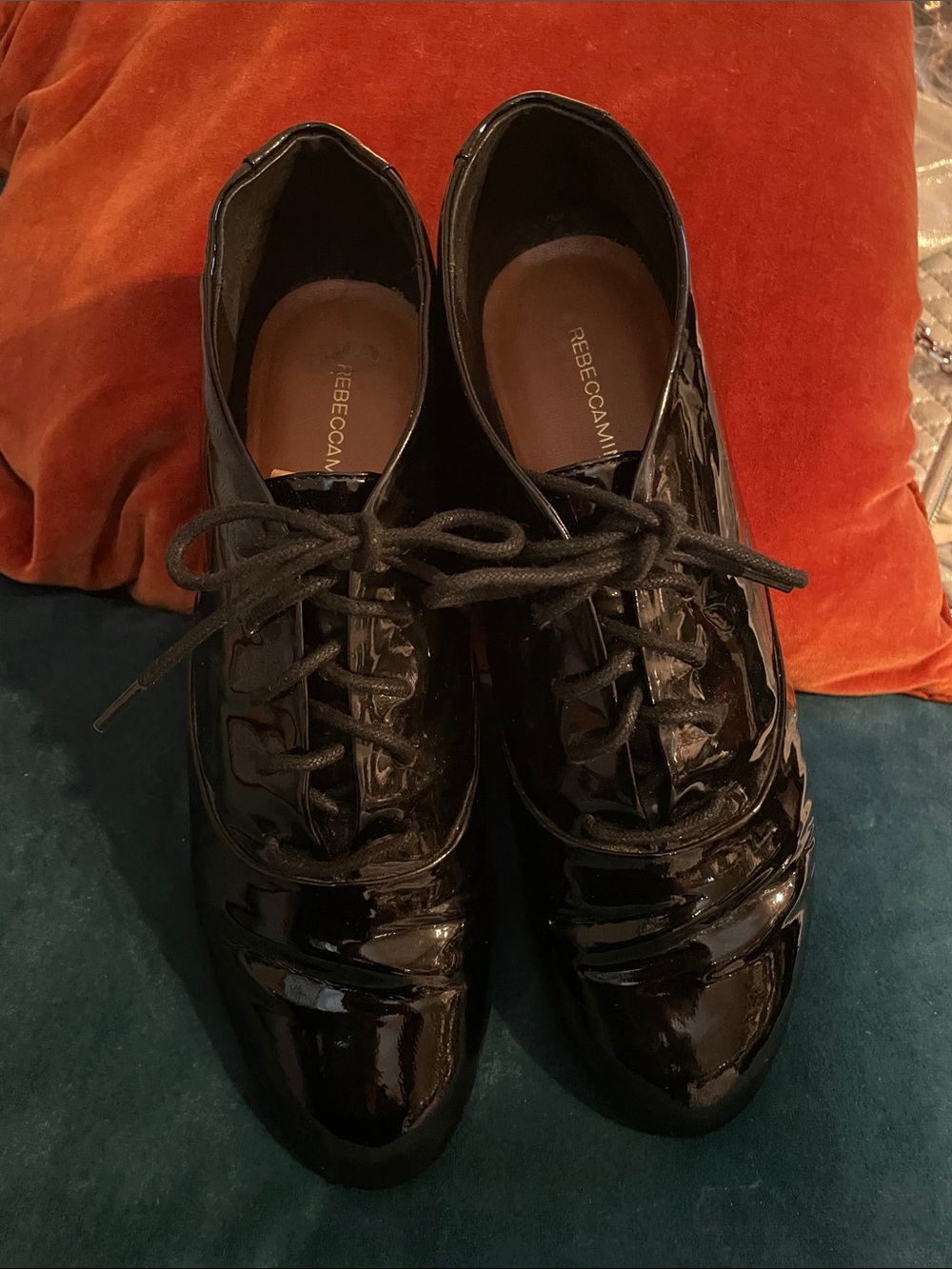 Rebecca Minkoff Black Patent Leather Oxford Shoes Size 9.5M EUC